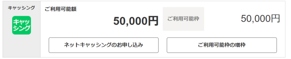 楽天キャッシング枠について説明するキャプチャ